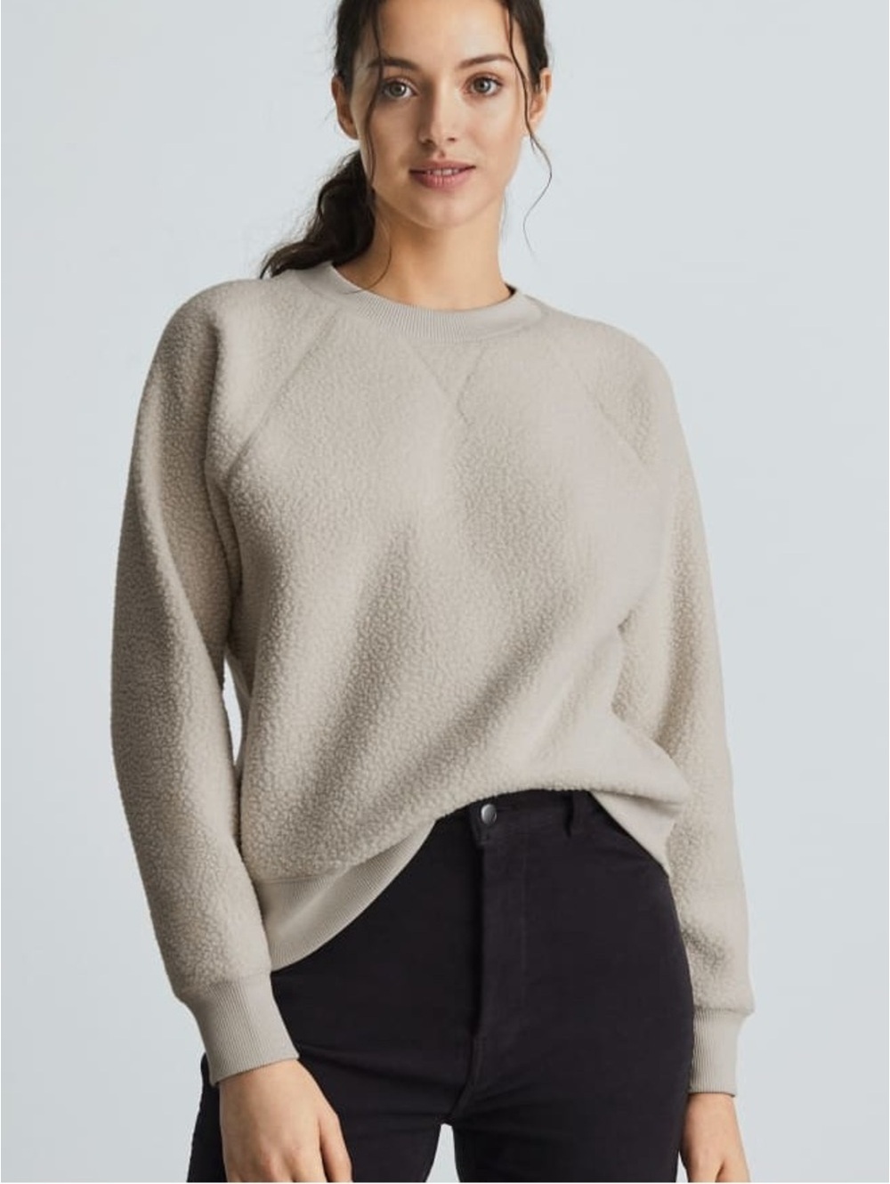Everlane the Renew Fleece Raglan Sweatshirt Sandstone Small